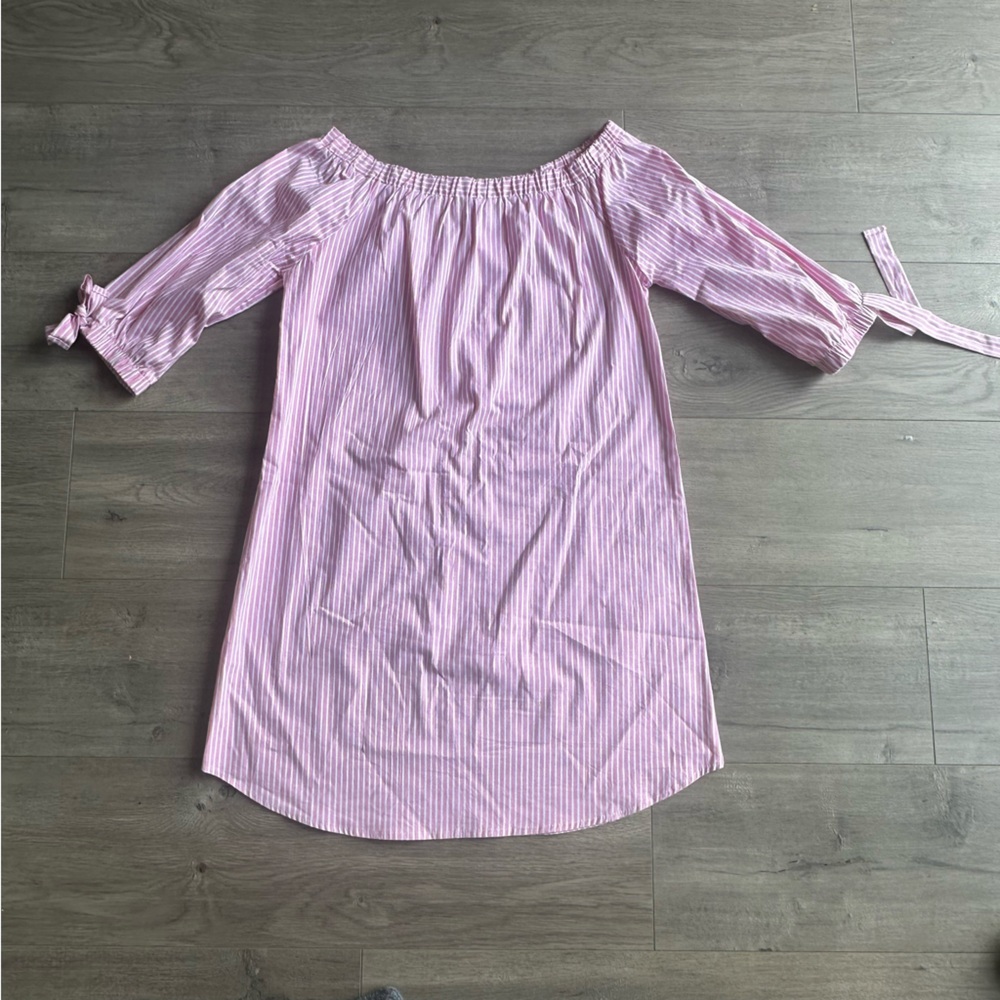 Pink Striped Off-Shoulder Dress